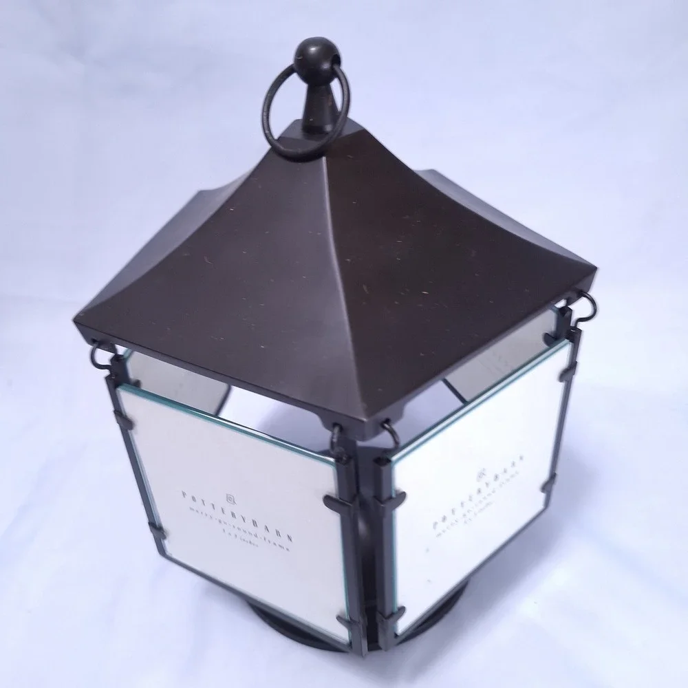 Pottery Barn Merry-Go-Round Rotating Photo Frame 3x3in‎ Black Metal 5-Slot Gift